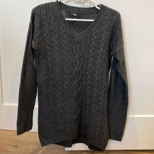 Oversized Cable knit charcoal grey sweater xs